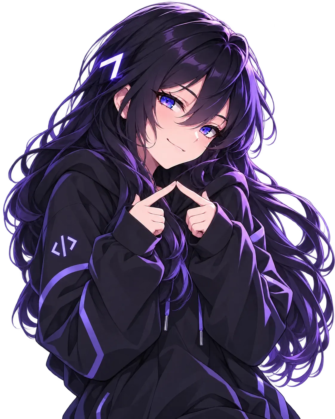 Lumen mascot with her fingers together