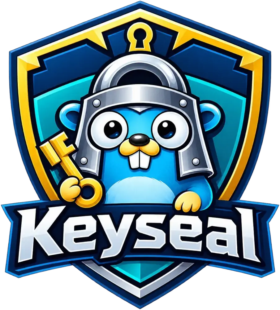 Keyseal logo with Go mascot holding a key